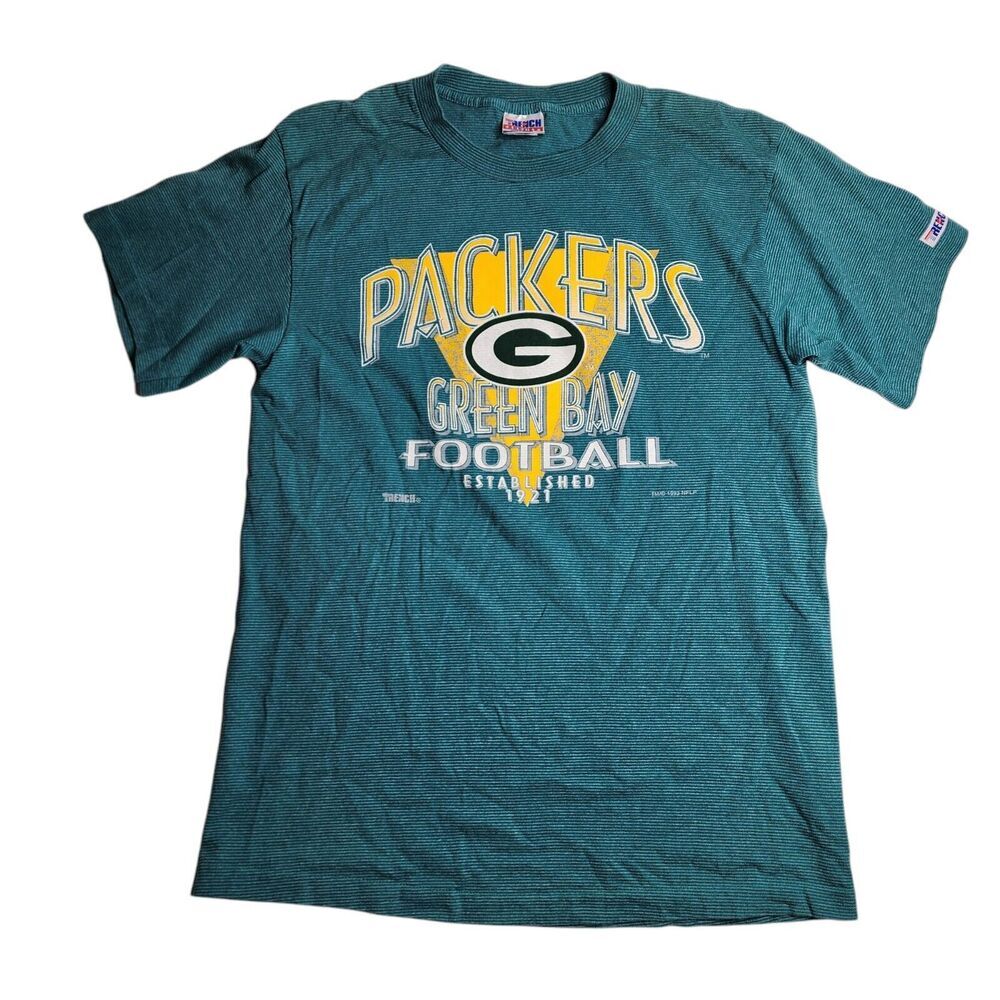Vintage 1993 Green Bay Packers Trench Ultra Striped Green Shirt Men's Size Large